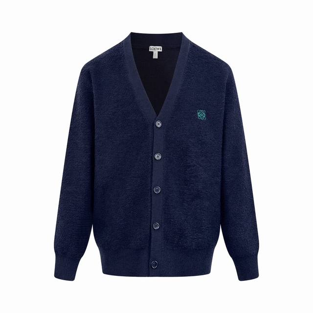 Loewe Anagram embroidered cardigan sweater is custom-woven from high-quality woo