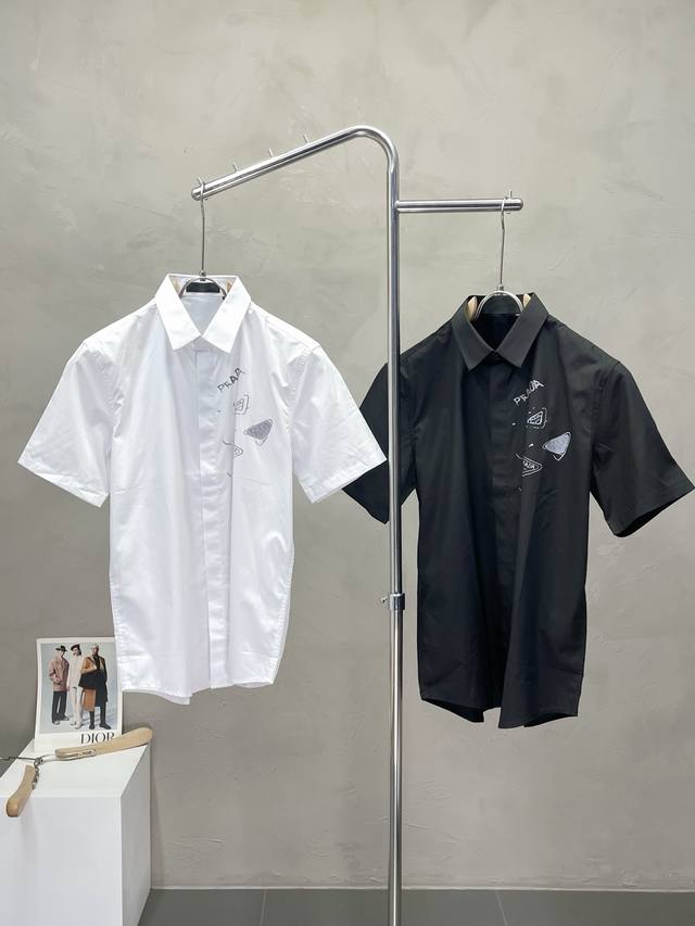 Prada exclusive new original men's casual short-sleeved shirt, high-end customiz