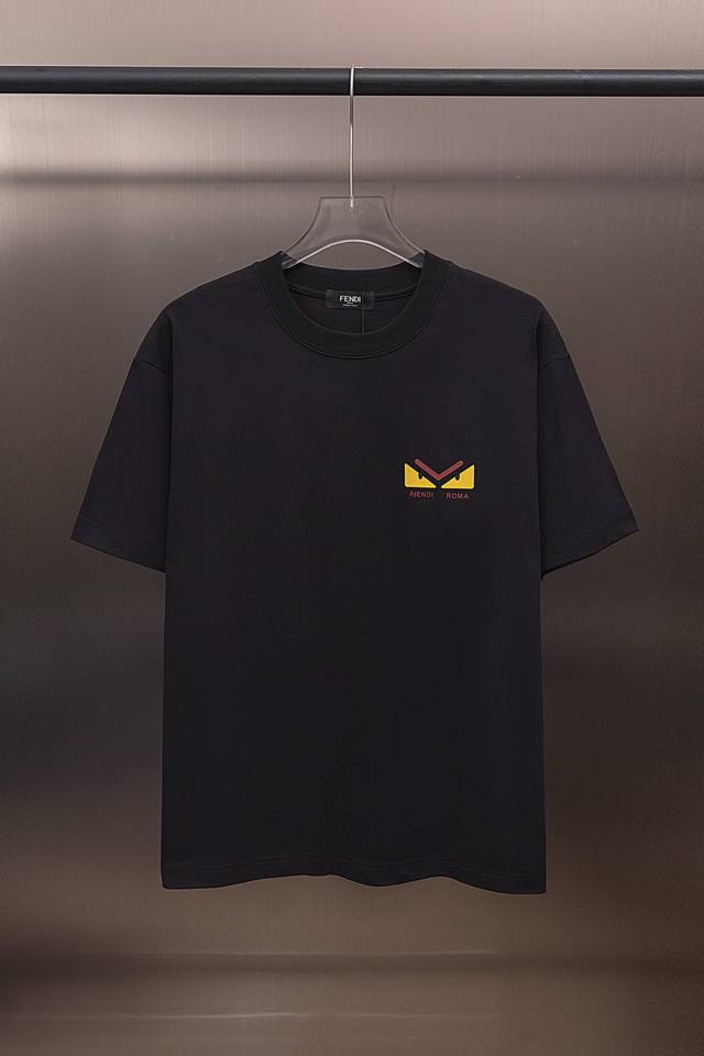 Fendi 2025 new demon eye logo unisex custom double yarn pure cotton fabric high