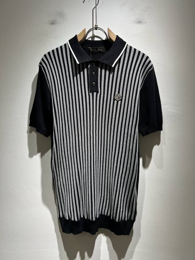 Loro Piana 2025 Spring/Summer Men's Lapel Knit Short-Sleeve T-shirt, in perfect