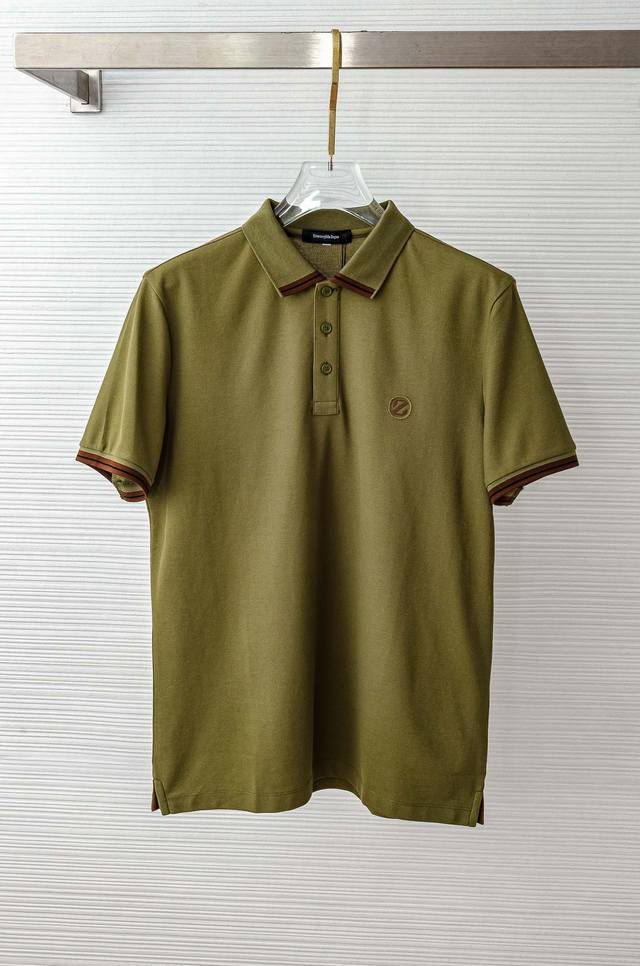 Zegna 2025Ss Breathable Fabric 100% Pima Cotton. Men's Crew Neck Short-Sleeved T