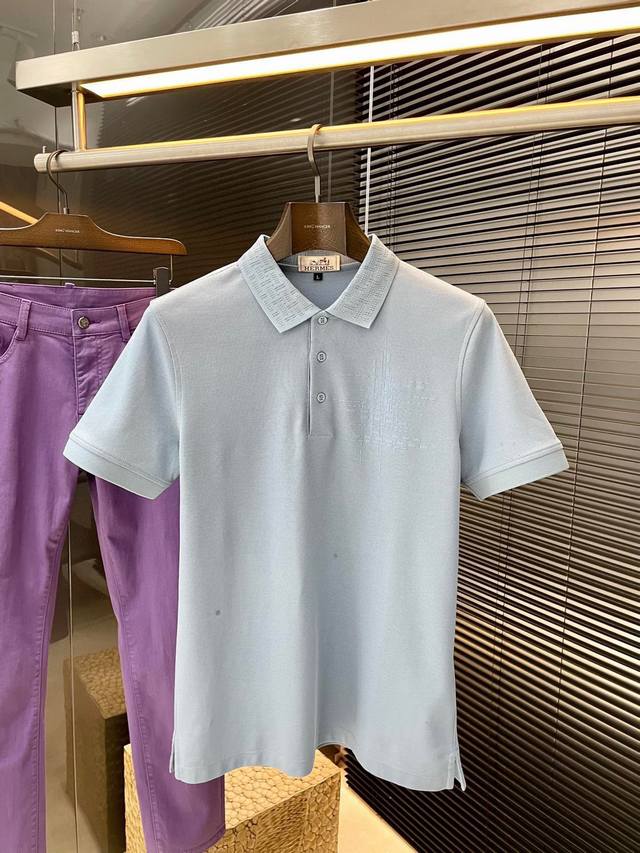 Hermes 2025 latest Polo short-sleeved shirt, made of the latest 100% cotton fabr