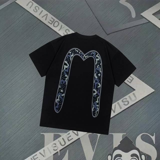 Fs262 Evisu Fushen - New Playful Buddha Large M Print Short Sleeve Casual Loose