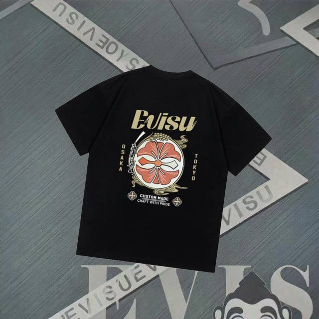 Fs258 Evisu Fushen - New Small Seagull Letter Printed Short-sleeved Casual Loose
