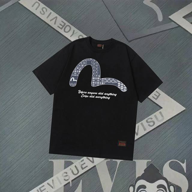 Fs257 Evisu Fushen - New Seagull Print Short Sleeve Casual Loose T-shirt Couple