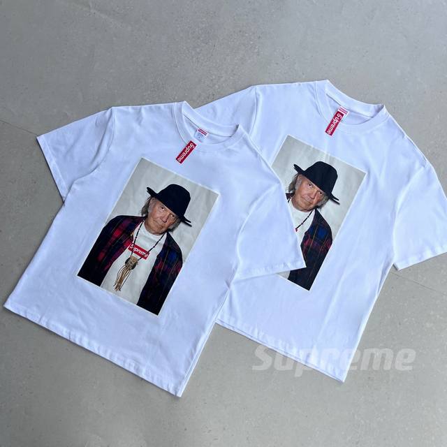 Premium Supreme 25Ss Neil Young Tee featuring a co-branded photo and logo of the