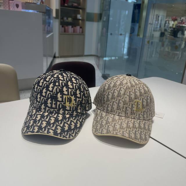 Dior 2025 new baseball cap for men and women, polyester monogram peaked cap, sun