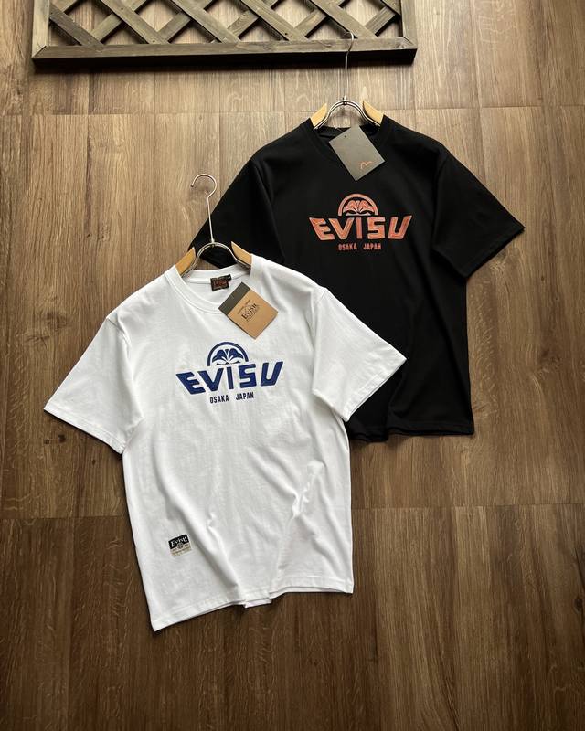 Evisu Fushen 25Ss Summer New Fashion Sports Casual Unisex Logo T-shirt Short Sle