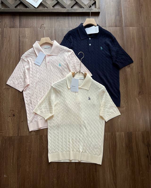 Hazzys' new Spring/Summer 25 men's solid short-sleeved knit casual top! This top