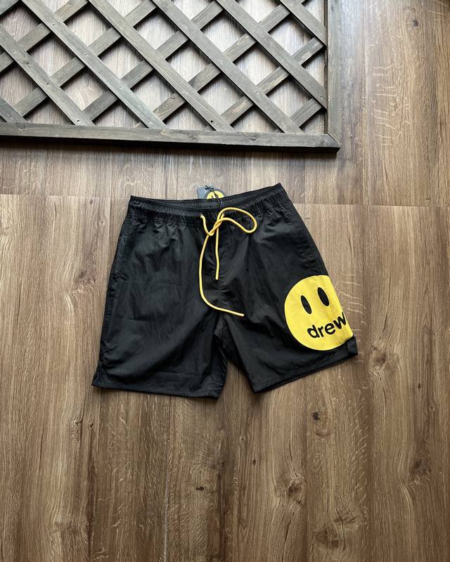 Drew House Mascot Pool Short Mascot Smiley Face Logo Drawstring Shorts, unisex.