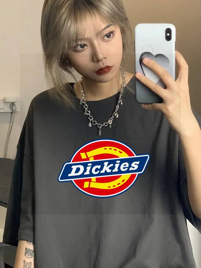 High-quality Dickies counter-synchronized large basic logo series printed couple