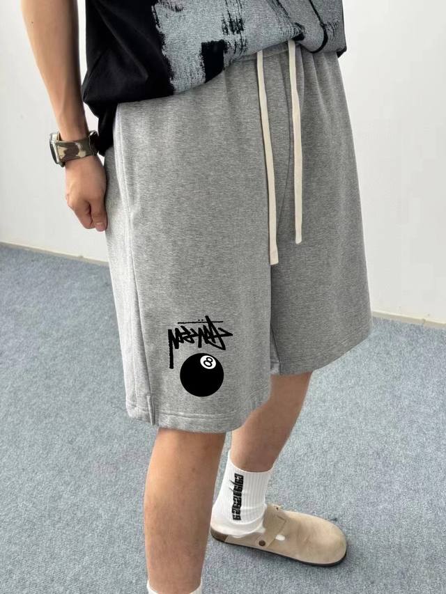 Stussy counter synchronized new trouser leg letter logo print same style shorts