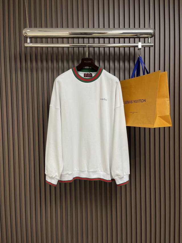 Gucci 2025Fw new ribbon embroidered sweatshirt, custom-made with soft, comfortab