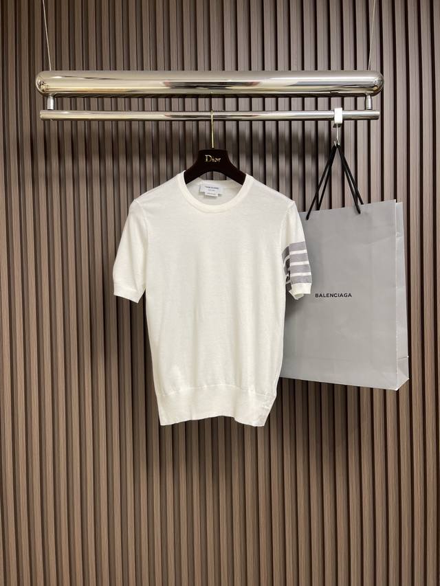 Thom Browne Tb 2025Ss new summer four-bar knitted round neck short-sleeved T-shi