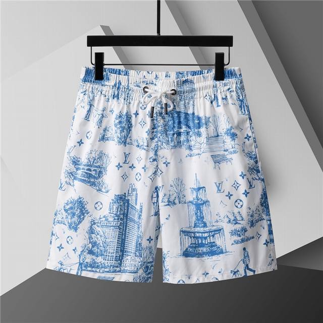 2025 Spring/Summer new T-shirt. Men's round neck classic logo beach pants made o