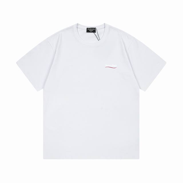 Balenciaga 2025 new embroidered wave letter logo unisex short-sleeved T-shirt cu