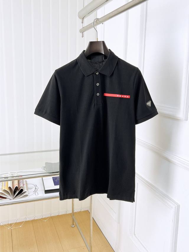 Prada 2650 new high-quality short-sleeved lapel polo shirt. Exact replica for ea