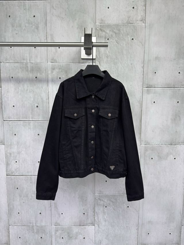 Prada logo denim craftsmanship: Customized high-density phantom twill satin with