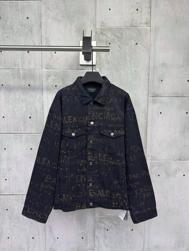 Balenciaga washed full-print jacket, customized 7*7, double-rhythm interwoven br