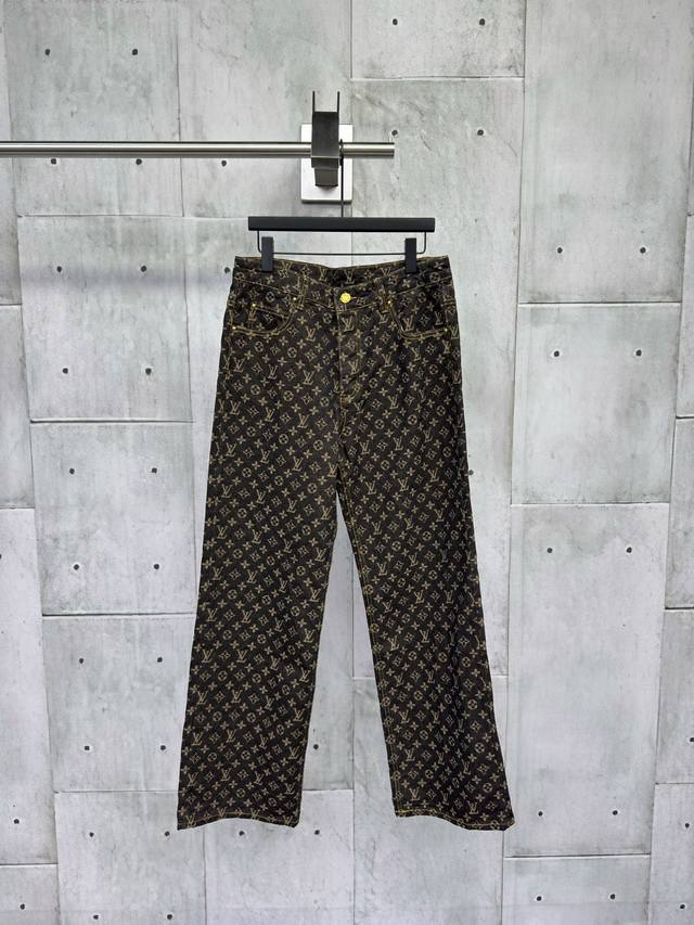 Louis Vuitton LV Jacquard Gold Jeans feature a jacquard pattern inspired by the