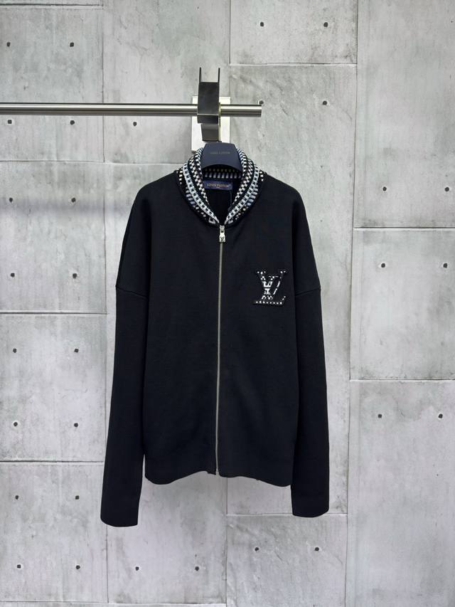 Louis Vuitton Check Collar Patch Knit Jacket. Craftsmanship: Made from custom kn