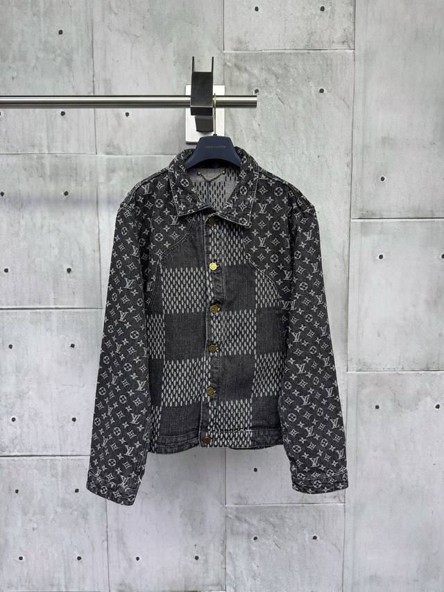 Louis Vuitton taillight collaboration denim jacket, heavily washed and distresse