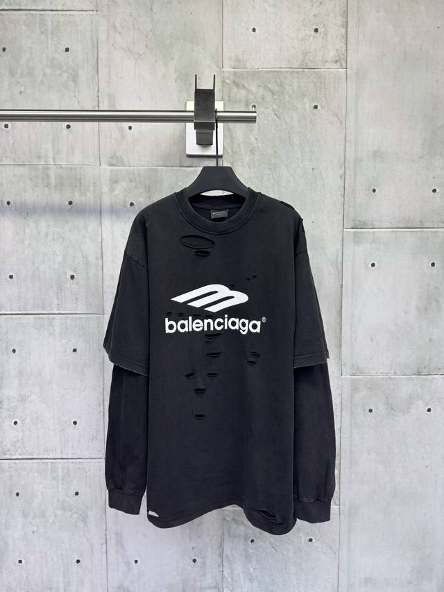 Balenciaga 25Ss 3B lettered two-piece long-sleeved suit is made of 230g plain kn