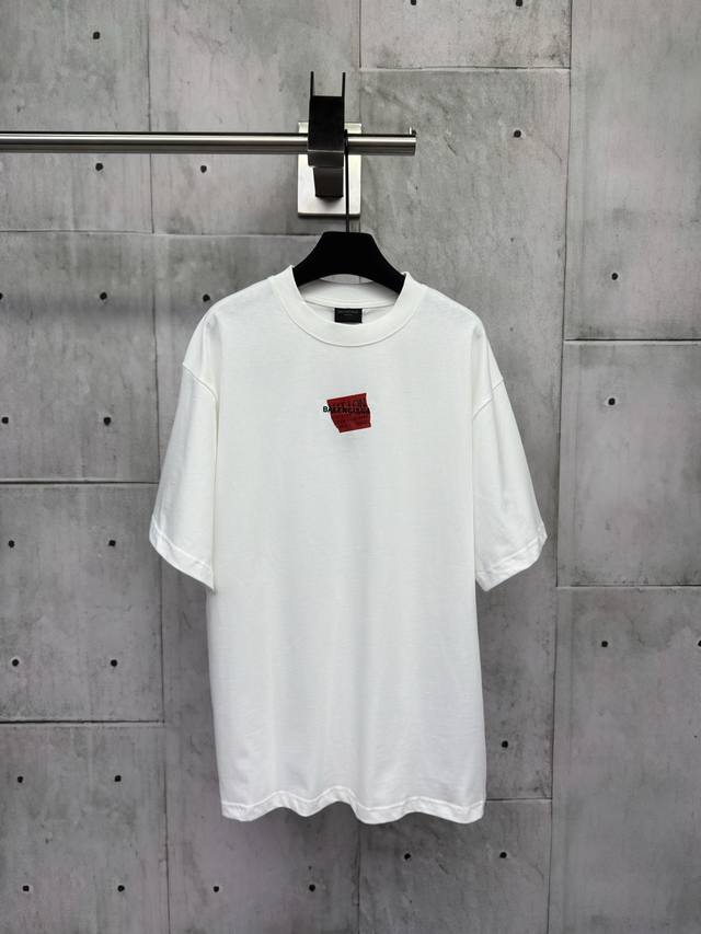Balenciaga Tape Letter Embroidery Short Sleeves. Craftsmanship: Made of 310g fab