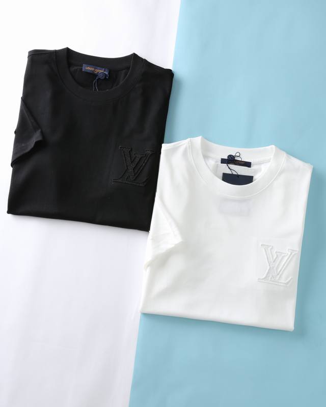 Lou V Lu*Deng 25Ss new summer plain cotton basic crew neck short tee, featuring