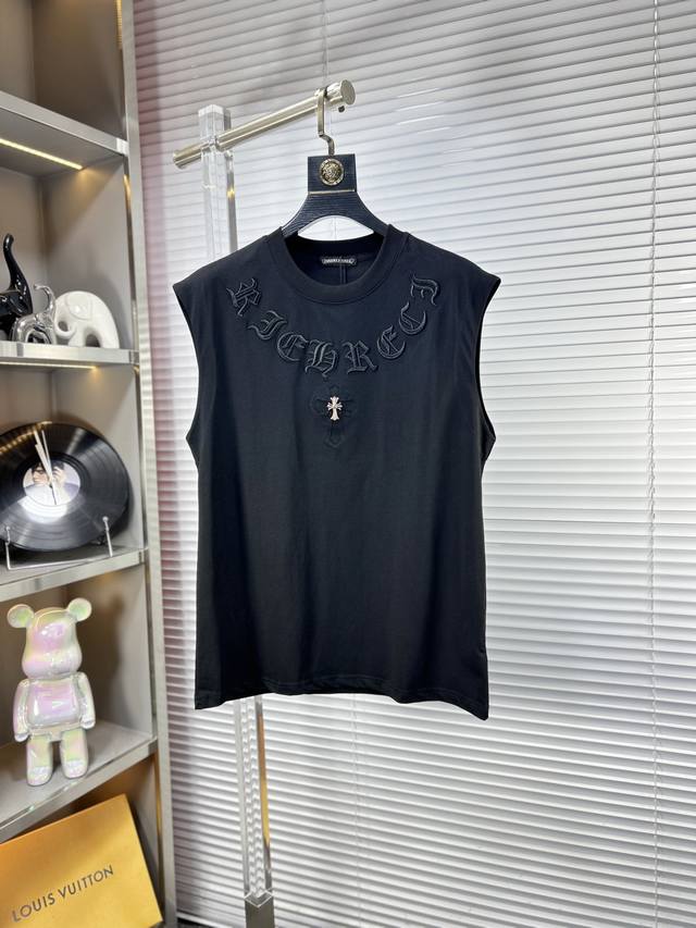 Chro* Chrome Hearts SS25 new summer short-sleeved vest, featuring a premium logo