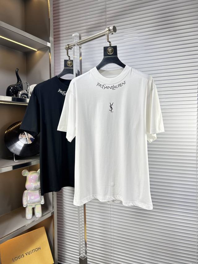 Ysl* Saint Laurent SS25 new summer short-sleeve top with top-notch logo, stylish