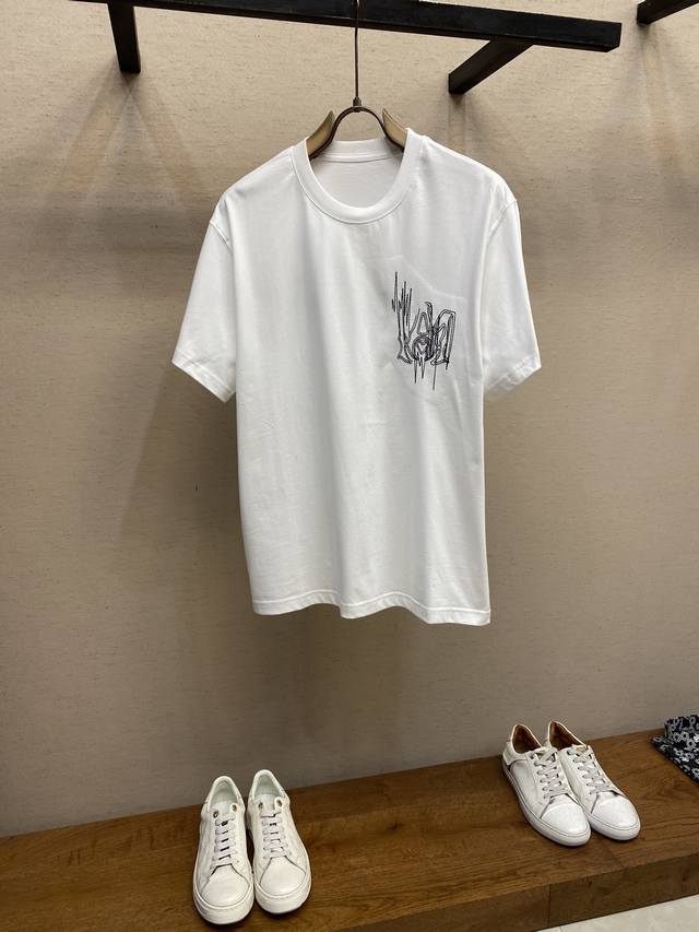 Amiri24Ss Early Spring Letter Embroidery Short Sleeve Tee. Unisex style, simple