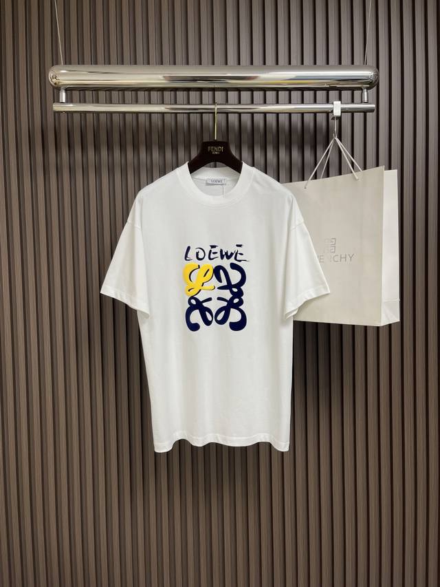 Loewe's new 2025Ss round-neck printed short-sleeved T-shirt, made from custom-ma