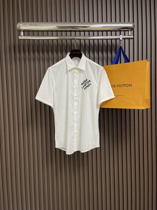 Lv embroidered short-sleeved shirt, made from original, authentic, custom-made 8