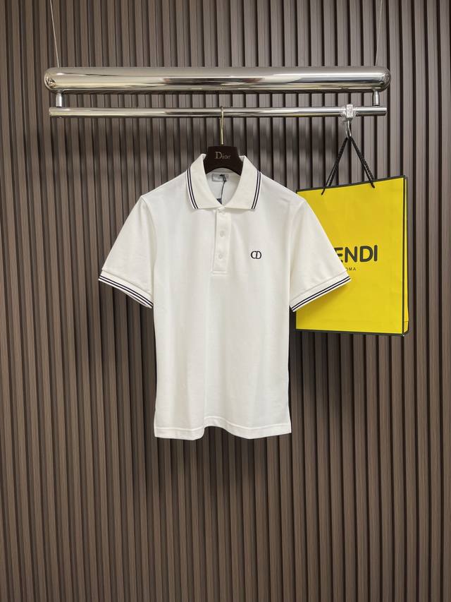 Dior 2025Ss embroidered short-sleeved polo shirt. Made from imported double-side
