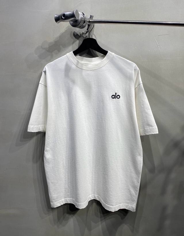 9969 Alo Yoga Ss25 Heavyweight Loose Fitted Embroidered Small Letter Logo Distre