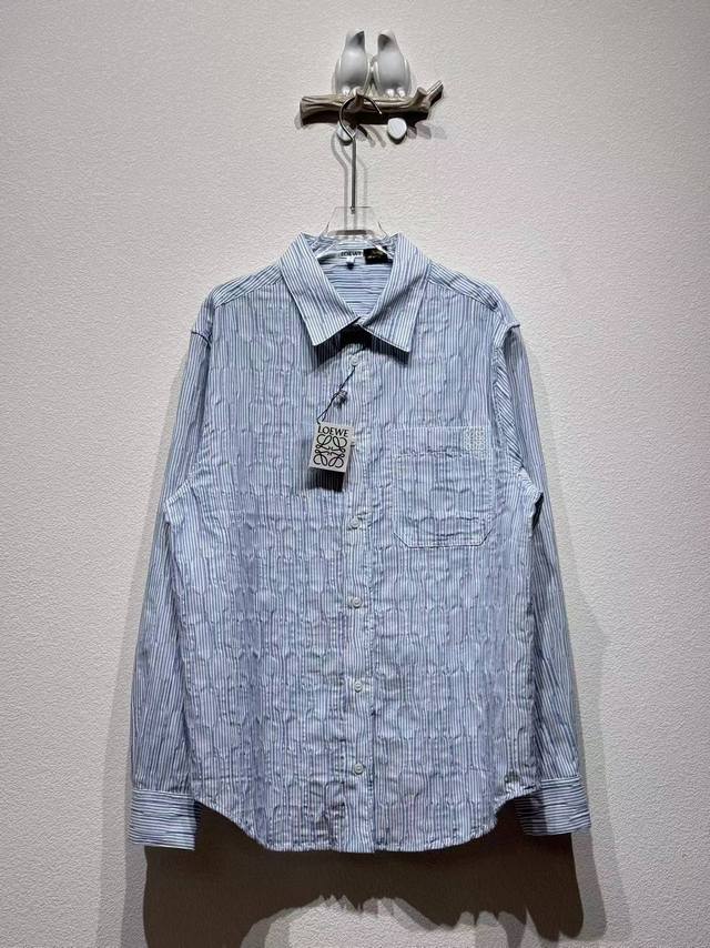 Loe striped wave texture long-sleeved shirt