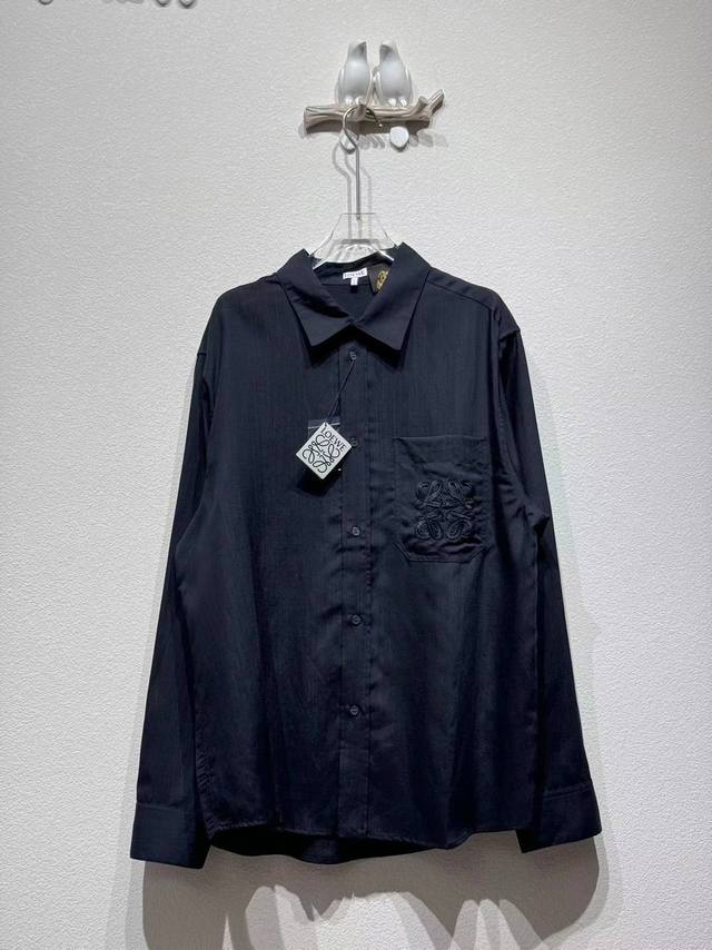 Loe embroidered linen long-sleeved shirt