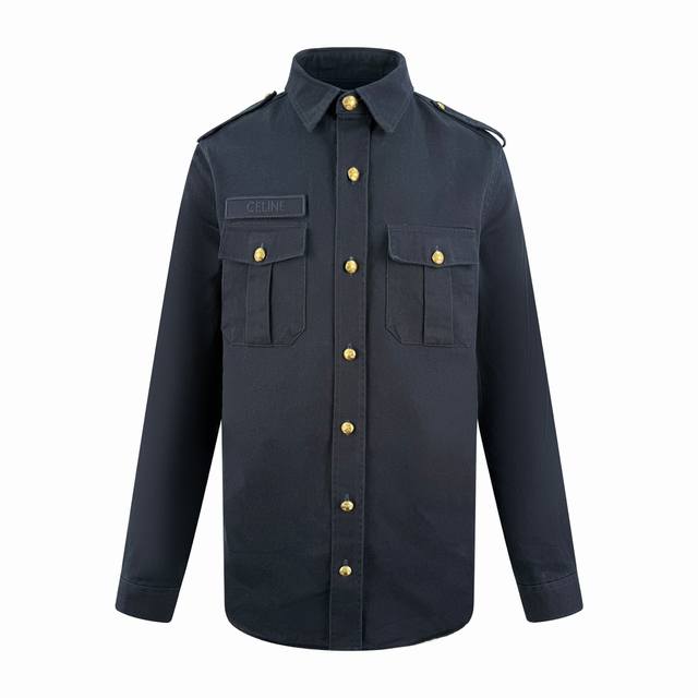 Celine gilded shirt jacket, custom-made with elegant satin fabric, full of textu