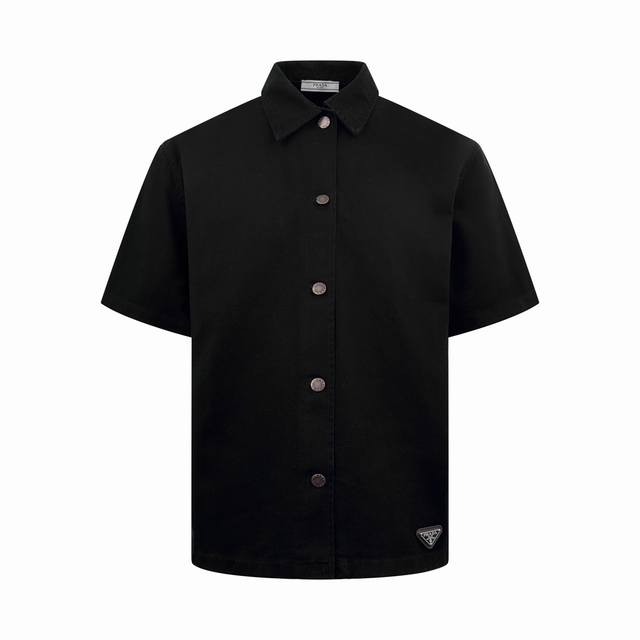 Prada logo denim shirt custom made of high-density phantom twill satin, delicate