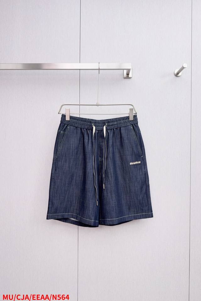 N564 Mu Miu Miu lightweight Tencel casual shorts, men's cool shorts with embroid