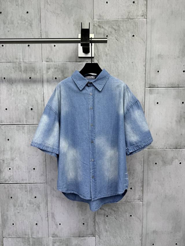 Acne Studios 25Ss 1996 series denim short-sleeved shirt customized linen denim f