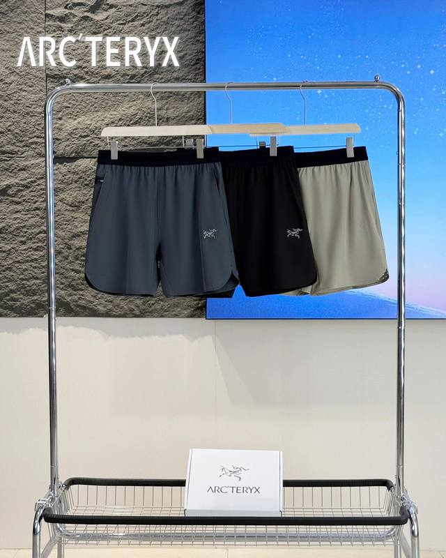 Details of the Arc'teryx men's lightweight, quick-drying outdoor shorts with a b