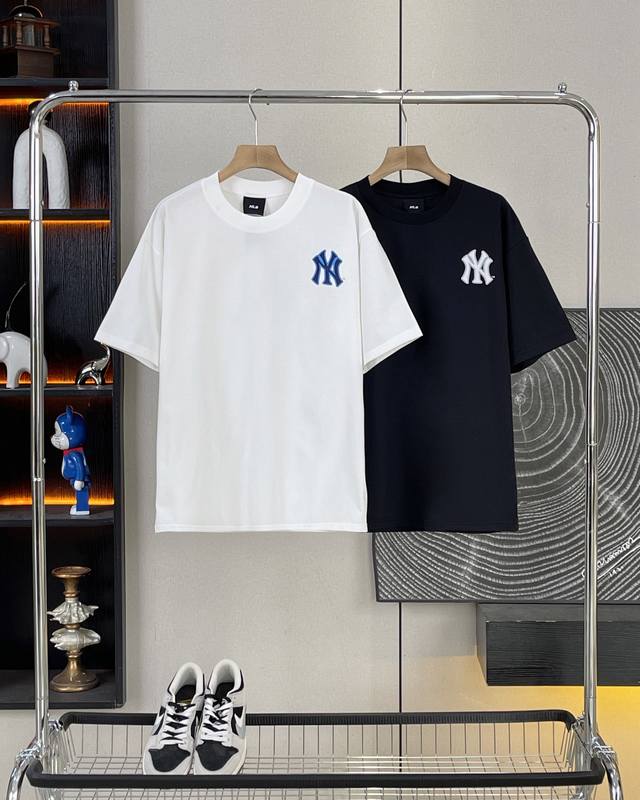 Mlb new summer short-sleeved couple's style with a cashew flower logo printed on