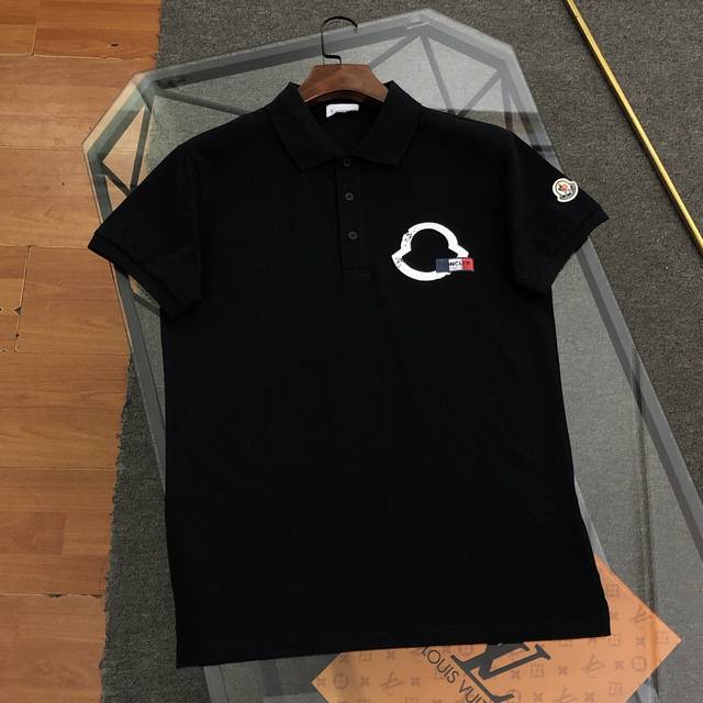 Moncler 2025 new embroidered logo lapel Polo shirt, original fabric, high-qualit