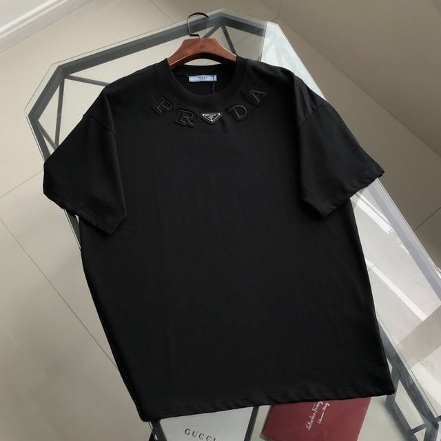 Prada 2025 spring and summer new iron label printed Logo short-sleeved T-shirt,
