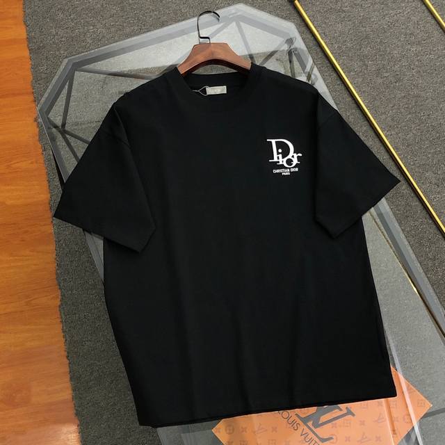 Dior 2025 spring and summer new embroidered label Logo round neck short-sleeved