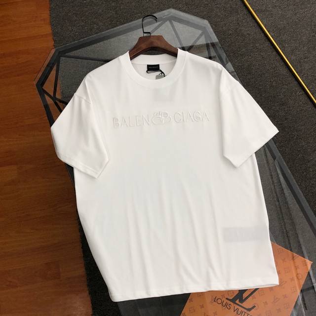 Balenciaga 2025 new logo embroidered short-sleeved T-shirt, high version, high-q