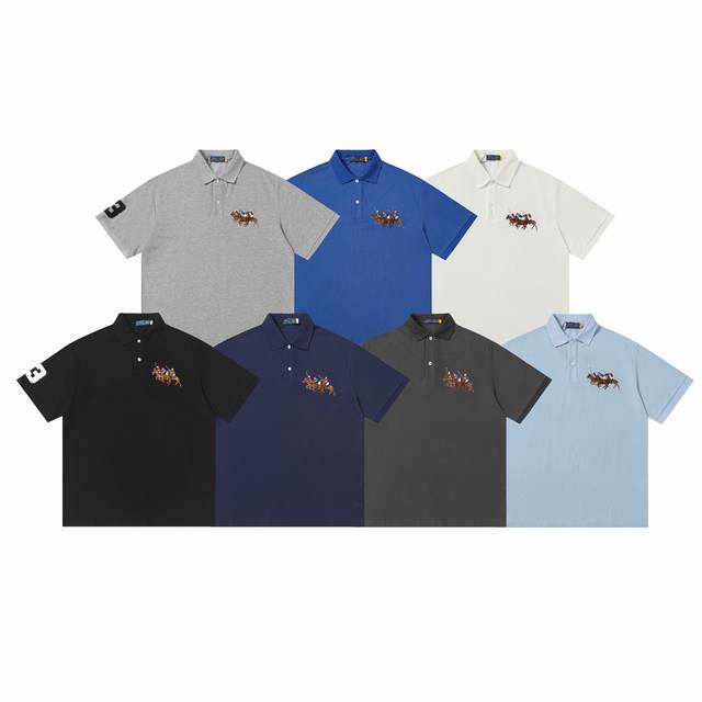 Ralph Lauren classic three little horses digital embroidered polo shirt. Made of