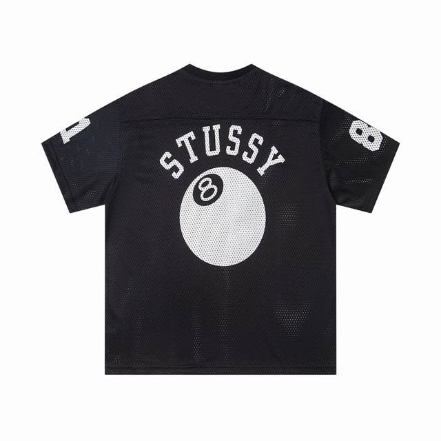 Stussy sports casual jersey green letter 8 ball print classic style skateboard c